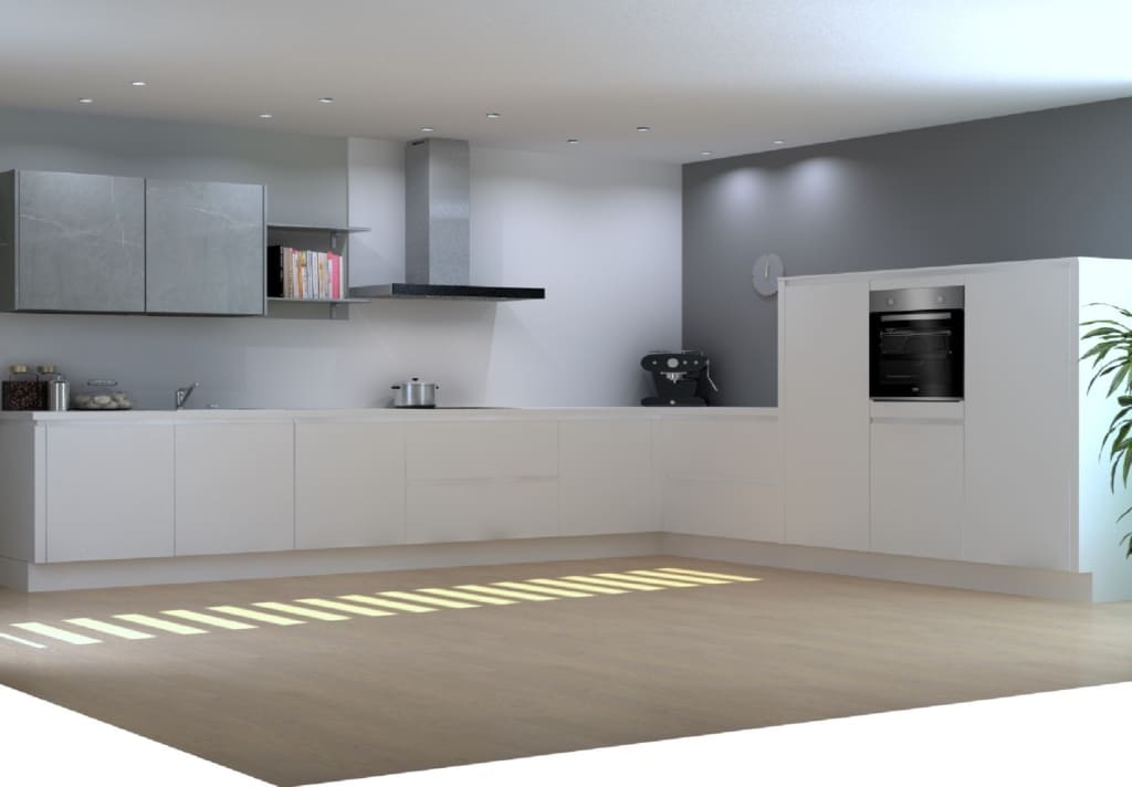 Volledig super matwit Alpin met colour design kasten